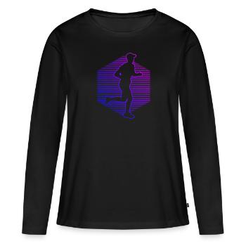 Marathon Runner Marathon Marathon - T-shirt manches longues Premium bio Femme - noir - Devant - Julia (174cm)