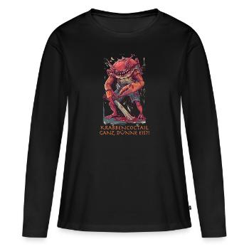 Krabbe Krabbencoctail Nordsee Urlaub - Frauen Premium Bio Langarmshirt - Schwarz - Vorne - Julia (174cm)