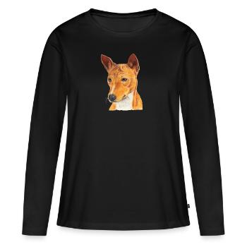 Basenji - T-shirt manches longues Premium bio Femme - noir - Devant - Julia (174cm)