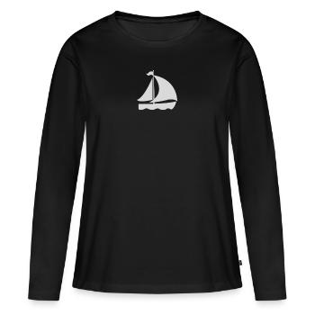bateau à voile - T-shirt manches longues Premium bio Femme - noir - Devant - Julia (174cm)