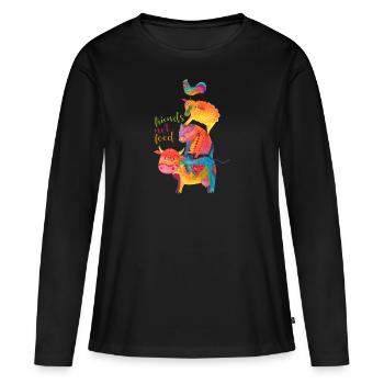 amis pas nourriture - T-shirt manches longues Premium bio Femme - noir - Devant - Julia (174cm)