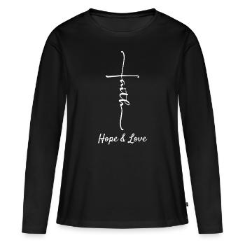 Christianisme croyant chrétien - T-shirt manches longues Premium bio Femme - noir - Devant - Julia (174cm)