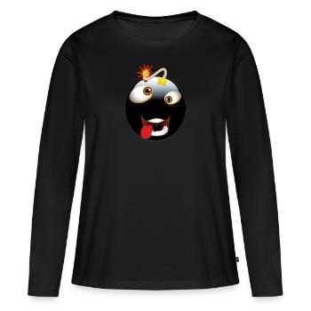 Bombes emoji - T-shirt manches longues Premium bio Femme - noir - Devant - Julia (174cm)