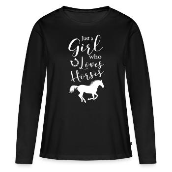 Cheval amour chevaux juste fille aime chevaux cavalier - T-shirt manches longues Premium bio Femme - noir - Devant - Julia (174cm)