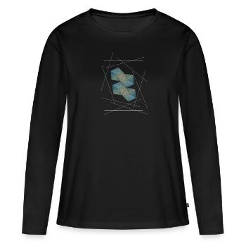Géométrique - T-shirt manches longues Premium bio Femme - noir - Devant - Julia (174cm)