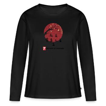Sept vertus de l'écriture japonaise samouraï - T-shirt manches longues Premium bio Femme - noir - Devant - Julia (174cm)