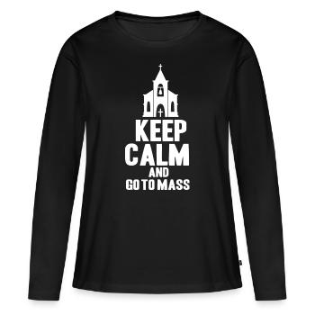 Eglise catholique Prêtre Catholicisme Messe - T-shirt manches longues Premium bio Femme - noir - Devant - Julia (174cm)