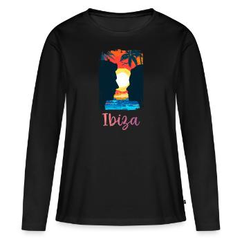 Ibiza - Frauen Premium Bio Langarmshirt - Schwarz - Vorne - Julia (174cm)
