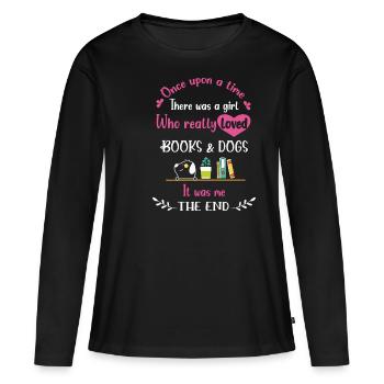 Mon livre sent mieux que votre tablette - T-shirt manches longues Premium bio Femme - noir - Devant - Julia (174cm)