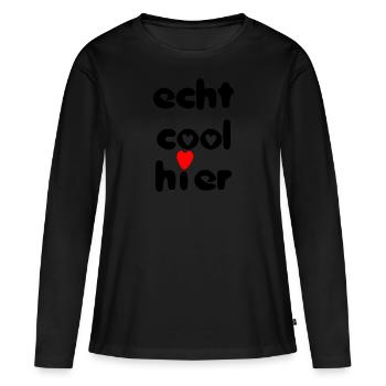 echt cool hier herz schwarz rot - Frauen Premium Bio Langarmshirt - Schwarz - Vorne - Julia (174cm)