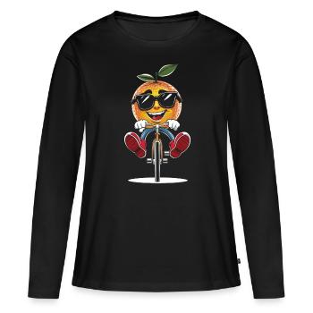 Mandarin Radfahren auf Fahrrad-Geschenk - Frauen Premium Bio Langarmshirt - Schwarz - Vorne - Julia (174cm)