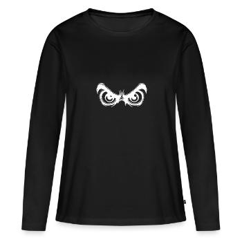 Augen mit starrem beobachtendem Blick - Frauen Premium Bio Langarmshirt - Schwarz - Vorne - Julia (174cm)