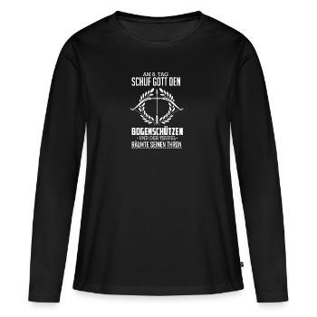 Bogenschütze - Frauen Premium Bio Langarmshirt - Schwarz - Vorne - Julia (174cm)