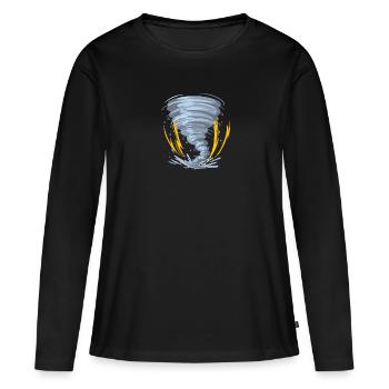 Cyclone Catastrophe naturelle Tornado Ouragan - T-shirt manches longues Premium bio Femme - noir - Devant - Julia (174cm)