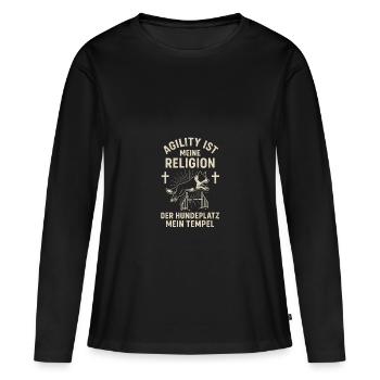 Agility Dressage de chiens Équipe sportive du parc canin - T-shirt manches longues Premium bio Femme - noir - Devant - Julia (174cm)