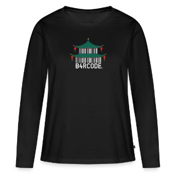 B4RCODE. Chinese Temple - Frauen Premium Bio Langarmshirt - Schwarz - Vorne - Julia (174cm)