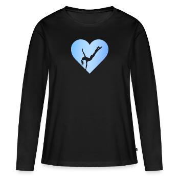 Turnen Turner Handstand - Frauen Premium Bio Langarmshirt - Schwarz - Vorne - Julia (174cm)