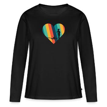 Stewardess Flugbegleiter - Frauen Premium Bio Langarmshirt - Schwarz - Vorne - Julia (174cm)