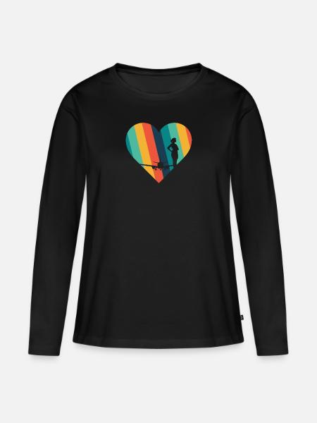 Stewardess Flugbegleiter - Frauen Premium Bio Langarmshirt - Schwarz