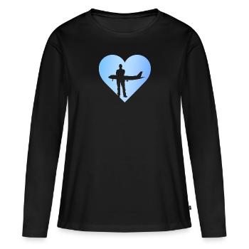 Flight Attendant Airplane Flight - Women's Premium Organic Long Sleeve Shirt - black - Front - Julia (174cm)