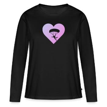 Parachutisme aérien - T-shirt manches longues Premium bio Femme - noir - Devant - Julia (174cm)