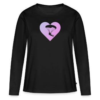 Fallschirmspringen Adrenalin Extremsport - Frauen Premium Bio Langarmshirt - Schwarz - Vorne - Julia (174cm)