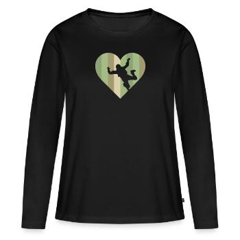 Skydive Parachuting Base Jumping - Frauen Premium Bio Langarmshirt - Schwarz - Vorne - Julia (174cm)