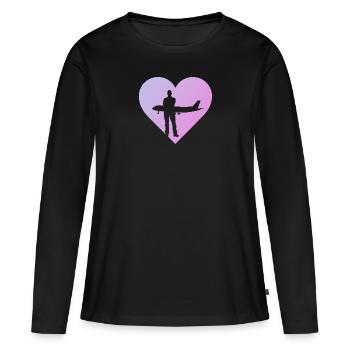 Hôtesse de l’air Hôtesse de l’air - T-shirt manches longues Premium bio Femme - noir - Devant - Julia (174cm)
