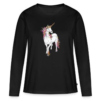 Pegasus, horse, flying horse, horse with wings - Women's Premium Organic Long Sleeve Shirt - black - Front - Julia (174cm)