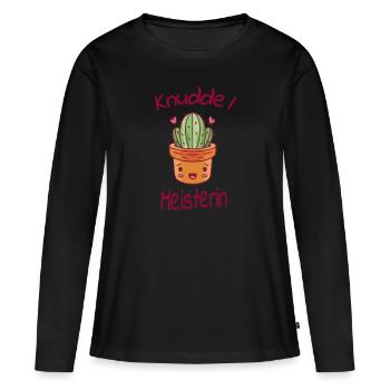 Kaktus Humor Knuddel Meisterin Geschenkidee - Frauen Premium Bio Langarmshirt - Schwarz - Vorne - Julia (174cm)