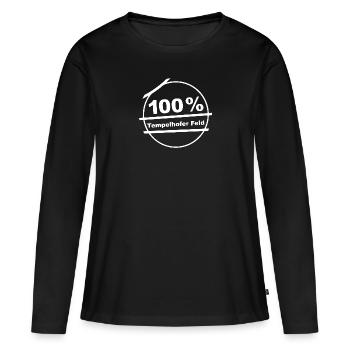100 % Tempelhofer Feld - Frauen Premium Bio Langarmshirt - Schwarz - Vorne - Julia (174cm)