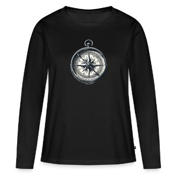 Vintage Compass: Northward with Style - Women's Premium Organic Long Sleeve Shirt - black - Front - Julia (174cm)