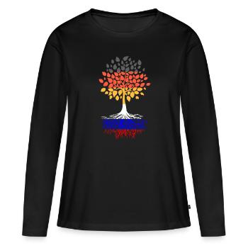 Allemand Russe Russe Racines Russes - T-shirt manches longues Premium bio Femme - noir - Devant - Julia (174cm)