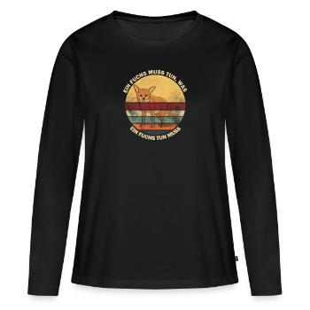 Ein Fuchs muss tun, was ein Fuchs tun muss. Retro - Frauen Premium Bio Langarmshirt - Schwarz - Vorne - Julia (174cm)