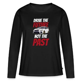 E-Auto Leise Klima - Frauen Premium Bio Langarmshirt - Schwarz - Vorne - Julia (174cm)