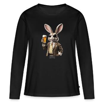 Hasi - Frauen Premium Bio Langarmshirt - Schwarz - Vorne - Julia (174cm)