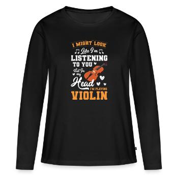 Violin, Instrument, Classical, String Instrument - Women's Premium Organic Long Sleeve Shirt - black - Front - Julia (174cm)