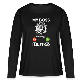 Chien de combat amoureux Rottie - T-shirt manches longues Premium bio Femme - noir - Devant - Julia (174cm)