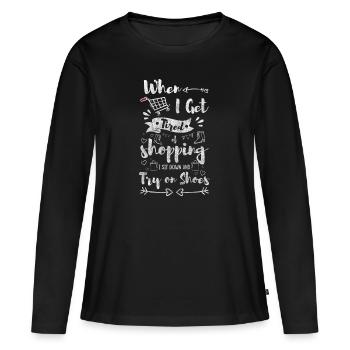Shopping Money Gift Shopping Mall - Women's Premium Organic Long Sleeve Shirt - black - Front - Julia (174cm)