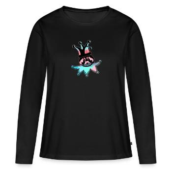 raton laveur, ours, graffiti, peinture, bleu, arlequin - T-shirt manches longues Premium bio Femme - noir - Devant - Julia (174cm)