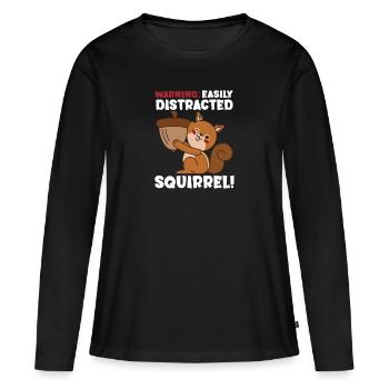 Écureuil noisettes noisettes Squirrel Whisperer Proverbes - T-shirt manches longues Premium bio Femme - noir - Devant - Julia (174cm)