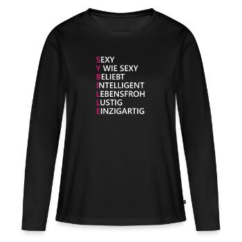Sybille Name Geschenk - Frauen Premium Bio Langarmshirt - Schwarz - Vorne - Julia (174cm)