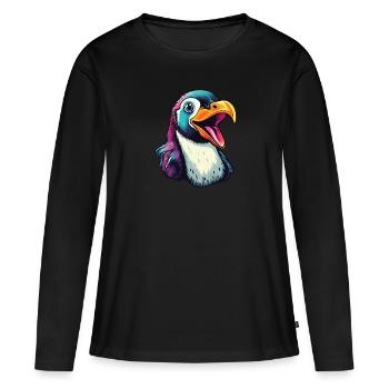 Cooler sprechender Pinguin - Frauen Premium Bio Langarmshirt - Schwarz - Vorne - Julia (174cm)
