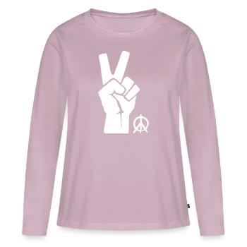 Résistance pacifique politique - T-shirt manches longues Premium bio Femme - rose poudré - Devant - Julia (174cm)