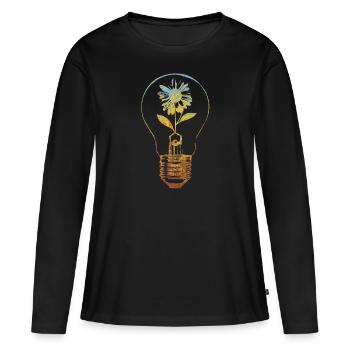 lampe et fleur - T-shirt manches longues Premium bio Femme - noir - Devant - Julia (174cm)