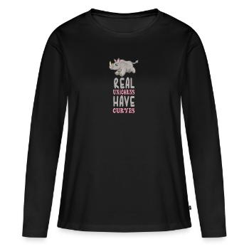 Réels licornes ont des courbes - T-shirt manches longues Premium bio Femme - noir - Devant - Julia (174cm)