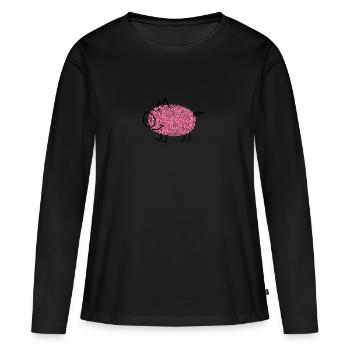 porcs rose fantaisie de l'empreinte digitale - T-shirt manches longues Premium bio Femme - noir - Devant - Julia (174cm)