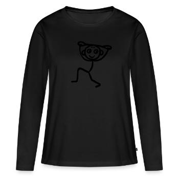 Entraînement physique Muscle Stretching Warmup - T-shirt manches longues Premium bio Femme - noir - Devant - Julia (174cm)