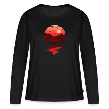 Blutiger Halloween-Mond - Frauen Premium Bio Langarmshirt - Schwarz - Vorne - Julia (174cm)