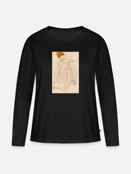 Egon Schiele - Die Tänzerin.1913 - Frauen Premium Bio Langarmshirt - Schwarz